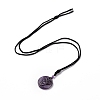 Adjustable Natural Amethyst Sailor's Knot Pendant Necklace with Nylon Cord for Women NJEW-L171-02D-2