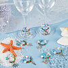 Starfish Synthetic Turquoise Wine Glass Charms AJEW-SC0002-39-4