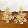 Bohemian Raffia with Linen Stud Dangle Earrings FS-WG91701-08-1