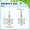6Pcs 925 Sterling Silver Micro Pave Clear Cubic Zirconia Snowflake Charms PALLOY-WR00007-2