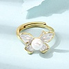 Adjustable Brass Micro Pave Cubic Zirconia Enamel Finger Rings CU-CBABA66-07A-G-1