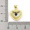Heart Rack Plating Brass Micro Pave Cubic Zirconia Charms KK-Z053-17G-05-3