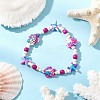 Starfish & Turtle Synthetic Turquoise Dyed Beads Stretch Bracelets for Women BJEW-JB11920-04-1