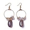 Pearl Chip Beads Dangle Earrings EJEW-L218-16-2