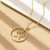 Brass Micro Pave Clear Cubic Zirconia Ring Pendant Necklaces NJEW-P322-A01-G-2