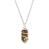 Natural Mixed Gemstone Pointed Faceted Bullet Copper Wire Wrapped Pendant Necklaces NJEW-JN05025-02-4