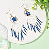 Star Glass Seed Beaded Dangle Tassel Earrings EJEW-MZ00777-4