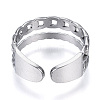 Non-Tarnish 304 Stainless Steel Curb Chains Shape Open Cuff Ring for Women RJEW-N040-31-3