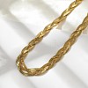 304 Stainless Steel Interlocking Triple Herringbone Chain Necklace for Men Women NJEW-H167-01G-3