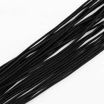 Elastic Cord, with Fibre Outside and Rubber Inside, Black, 4.0mm, about 109.36 yards(100m)/bundle