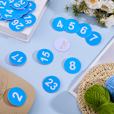 1 Set Round ABS Plastic Number 1~30 Brooches Sets JEWB-OC0001-02A-1