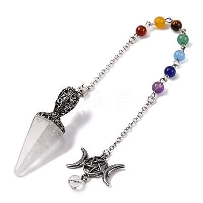 Natural Quartz Crystal Pointed Hexagonal Cone Dowsing Pendulums G-Q184-03H-AS-1