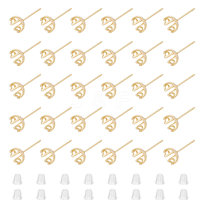 30Pcs Ion Plating(IP) Brass Stud Earring Findings KK-DC0003-01-1