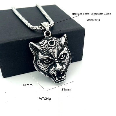 Vintage 304 Stainless Steel Lion Head Pendant Necklaces for Men Women OG9311-1