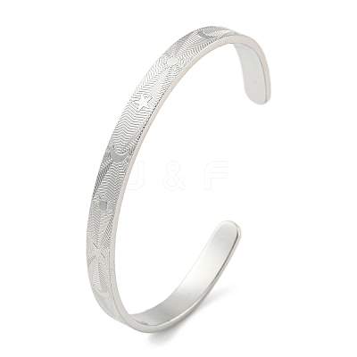 Stainless Steel Open Cuff Bangles for Women BJEW-G708-01A-P-1