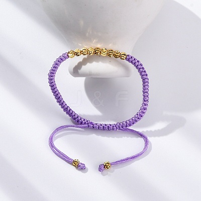Polyester Cord Braided Bead Bracelets for Women BJEW-L698-01G-04-1
