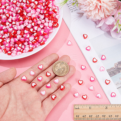 750Pcs 3 Colors Heart Acrylic Beads TACR-SP0001-40-1