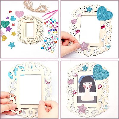 Undyed Wooden Photo Frame DIY-FG0002-86-1