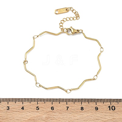Twisted 304 Stainless Steel Bar Link Chains Bracelets for Women BJEW-D456-04G-1
