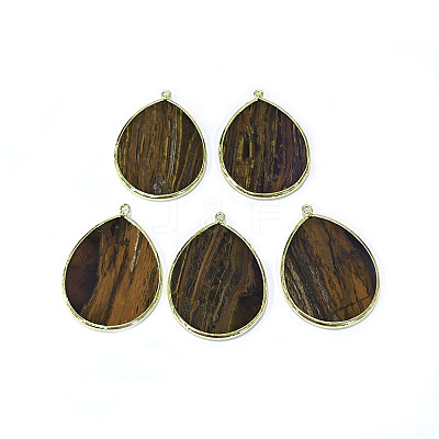 Natural Tiger Eye Pendants G-E526-01H-1