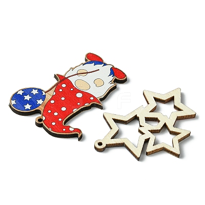 16Pcs 16 Styles Spray Painted Wood Big Pendants WOOD-FS0001-24-1