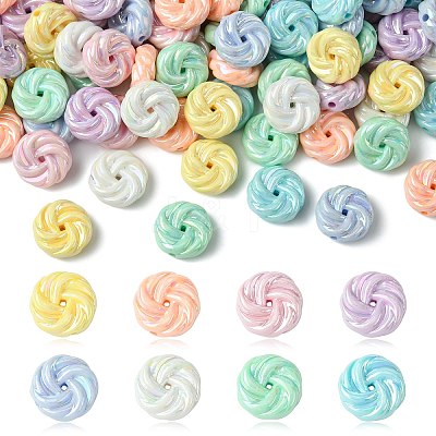 160Pcs 8 Colors Opaque Acrylic Beads PACR-CJ0001-44-1