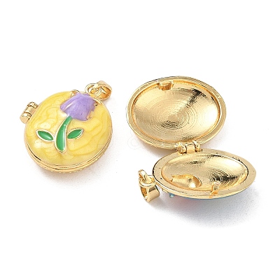 Brass Enamel Locket Pendants KK-F923-03B-G-1