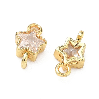 Brass Pave Cubic Zirconia Star Connector Charms LS-KK-P348-08G-03-1