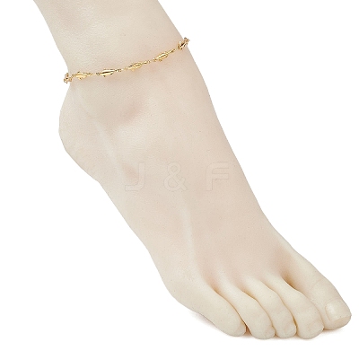 304 Stainless Steel and Brass Fish Link Chains Anklets for Women AJEW-AN00758-1