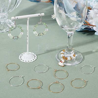 100Pcs 2 Colors 316 Surgical Stainless Steel Wine Glass Charms Rings STAS-BBC0005-95B-1