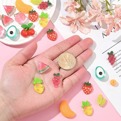 30Pcs 10 Styles Fruit Opaque Resin Decoden Cabochons RESI-YW0002-01-1