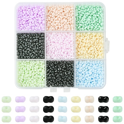 90g 9 Colors Glass Frosted Seed Beads SEED-YW0002-53A-1