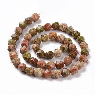 Natural Unakite Beads Strands G-G990-B02-1