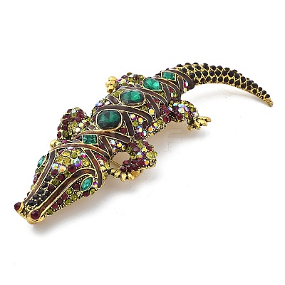 Crocodile Alloy Rhinestone  Brooches JEWB-Q006-04B-1