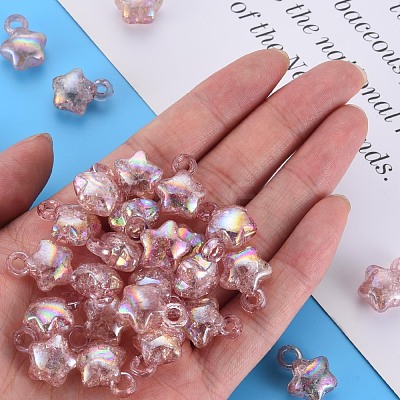 Transparent Crackle Acrylic Pendants MACR-S373-63-L02-1
