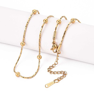 1.2MM 304 Stainless Steel Round Ball Boston Link Chain Necklaces NJEW-N058-09G-1