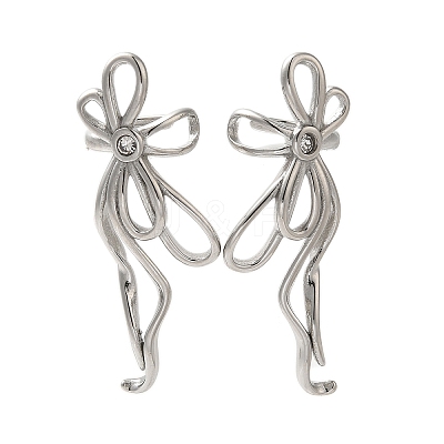 304 Stainless Steel Bowknot Cuff Earrings EJEW-C113-02P-1