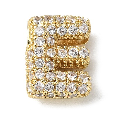Brass Micro Pave Cubic Zirconia Beads KK-P290-61G-E-1