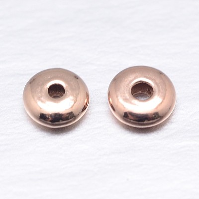 Real Rose Gold Plated Saucer 925 Sterling Silver Spacer Beads STER-M103-01-3mm-RG-1