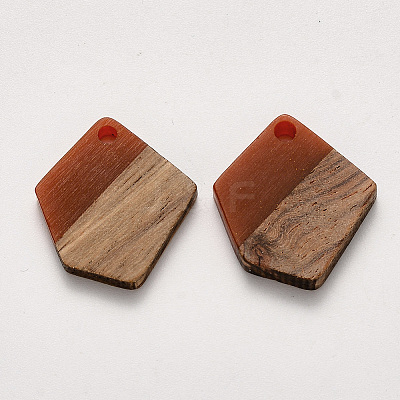 Resin & Walnut Wood Pendants X-RESI-S384-003A-A01-1