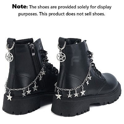 4Pcs 2 Styles Brass Twisted Chains Boot Strap Chains & Alloy Shoes Charms Sets HJEW-BM0001-08-1