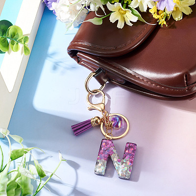 Alloy Resin Heart Keychains KEYC-TADJ0002-01G-N-1