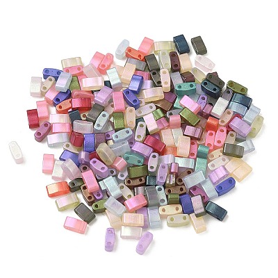Glass 2-Hole Baking Paint Glass Seed Beads GLAA-G130-01F-1