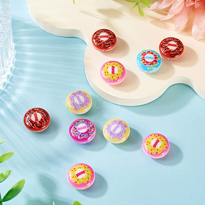 10Pcs Printed Opaque Acrylic Beads MACR-TA0002-45-1