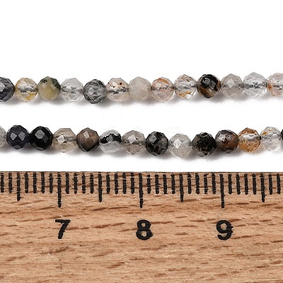 Natural Tourmalinated Quartz Beads Strands G-A318-A03-3mm-01-1