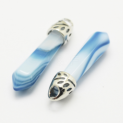 Dyed Bullet Natural Agate Pointed Pendants X-G-E332-C01-1