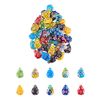 50Pcs Handmade Millefiori Glass Charms LK-CJ0001-07-1