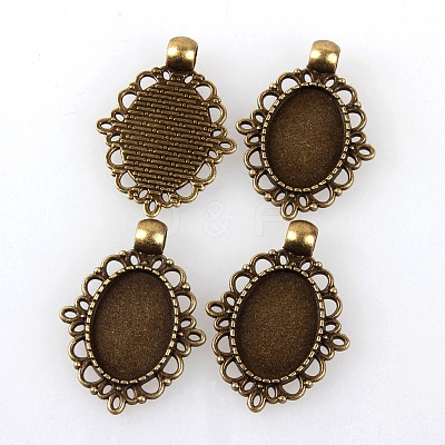 Vintage Tibetan Alloy Pendant Cabochon Bezel Settings X-TIBEP-M018-38AB-NF-1