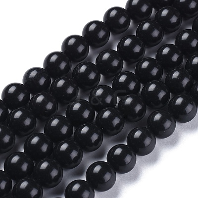 Natural Black Stone Beads Strands G-I288-A02-8mm-1