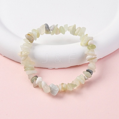 Unisex Chip Natural New Jade Beaded Stretch Bracelets BJEW-S143-50-1